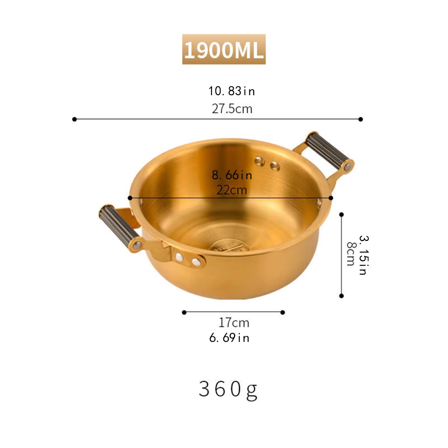 Korean Ramen Pot Multipurpose Fast Heating Double Ear Stockpot Pan Dry Pots Household Seafood Pot Instant Noodle Pot