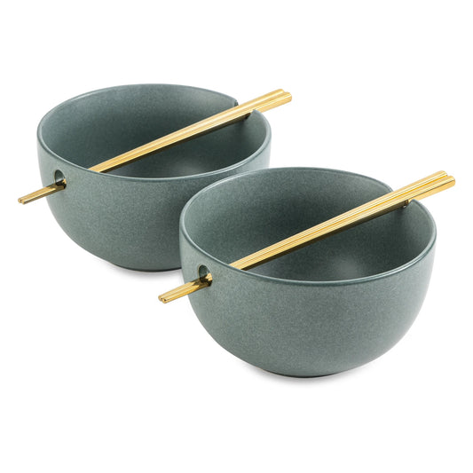 Caspian Collection, 2 Pack Ramen Bowl Set with Chopsticks