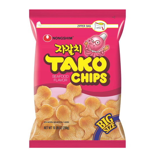 Nongshim Tako Chips – Octopus Flavored Korean Snack (4-Pack) | Light, Crispy, and Savory