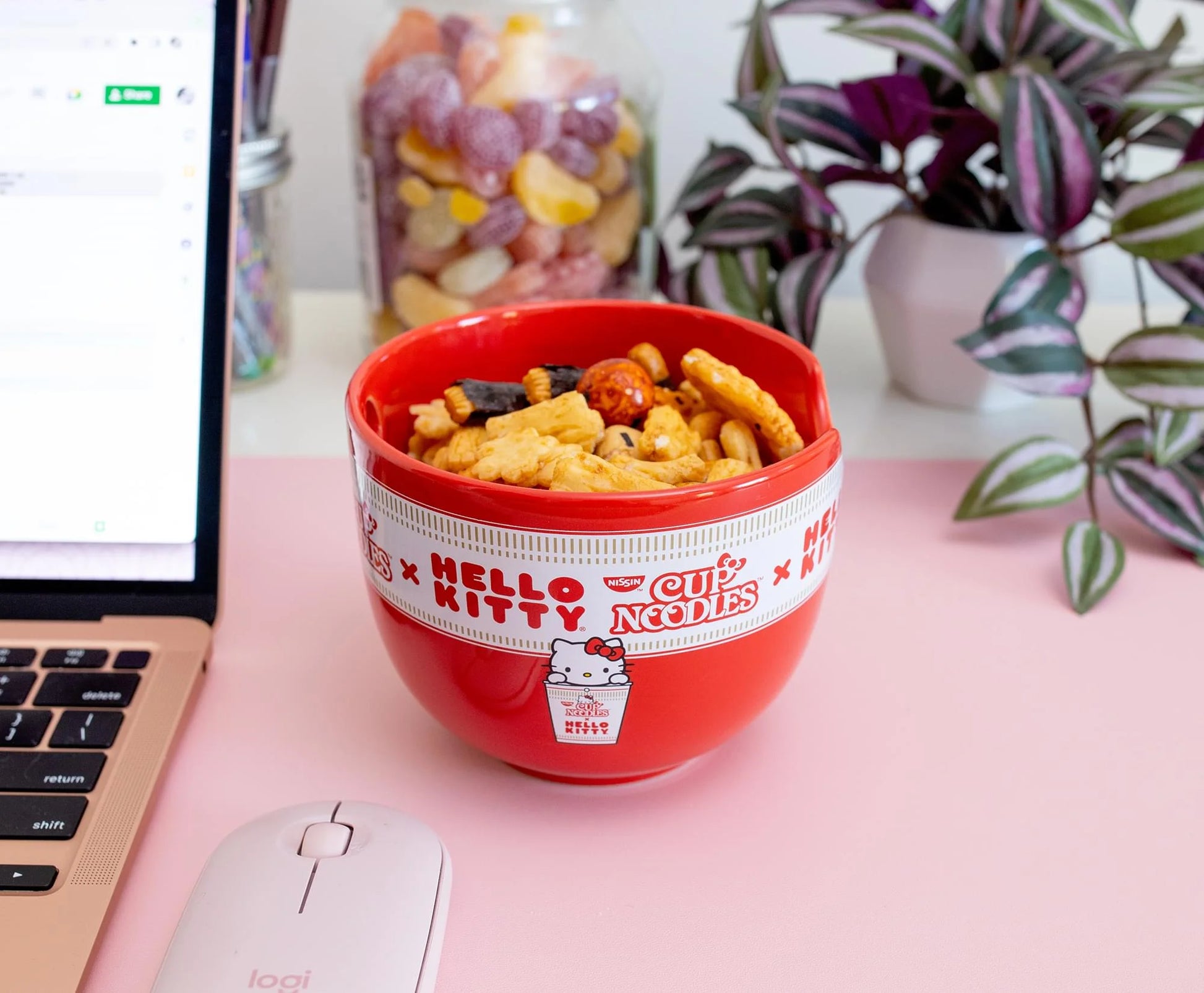 Sanrio Hello Kitty X Nissin Cup Noodles Red Ceramic Ramen Bowl and Chopstick Set