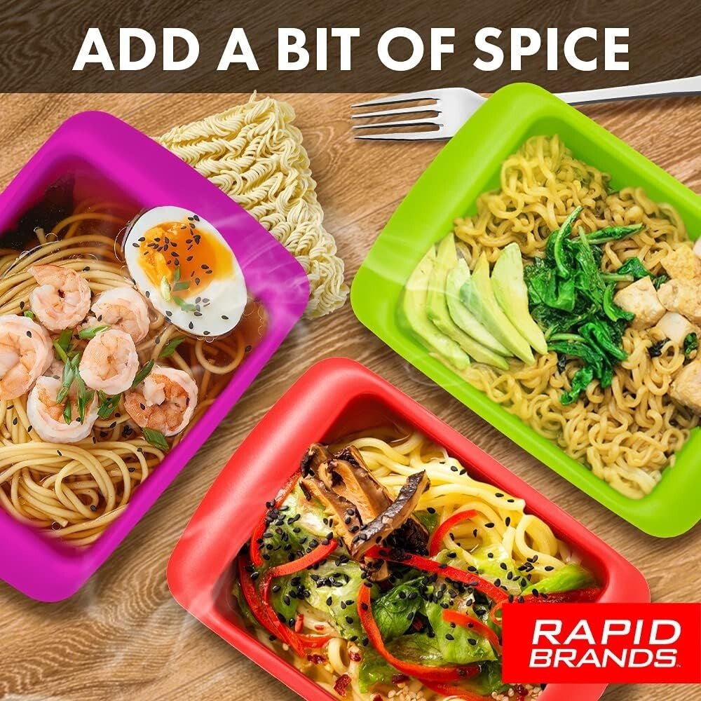 Rapid Ramen Cooker Microwave Ramen 3 Minutes BPA Free Dishwasher Safe Red