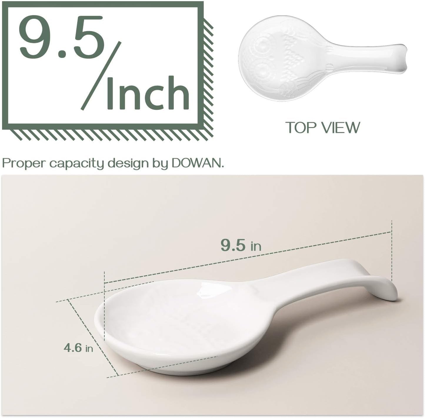 Spoon Rest, White Spoon Holder for Stove Top, Owl Spoon Rest for Kitchen Counter, Farmhouse Kitchen Decor and Accessories, Set of 2