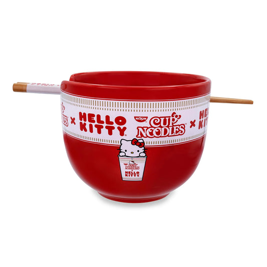Sanrio Hello Kitty X Nissin Cup Noodles Red Ceramic Ramen Bowl and Chopstick Set