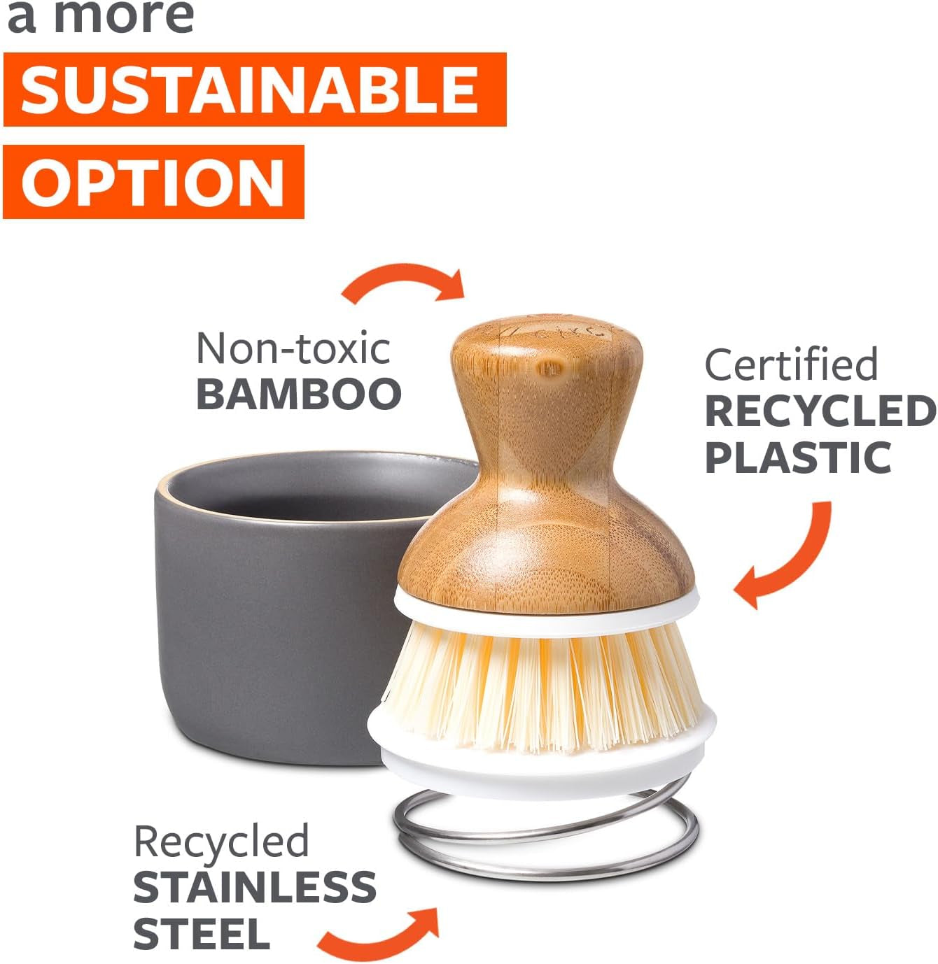 Bubble Up, Brush + Dispenser, Gray