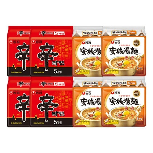 Nongshim Ramen Combo Pack – Shin Ramyun (4) + Ansungtangmyun (4)
