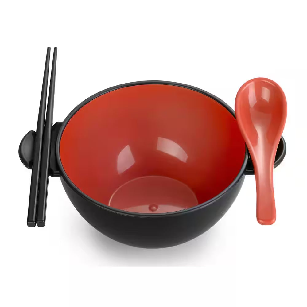Black and Red Earth Ramen Bowl 6-Piece Set