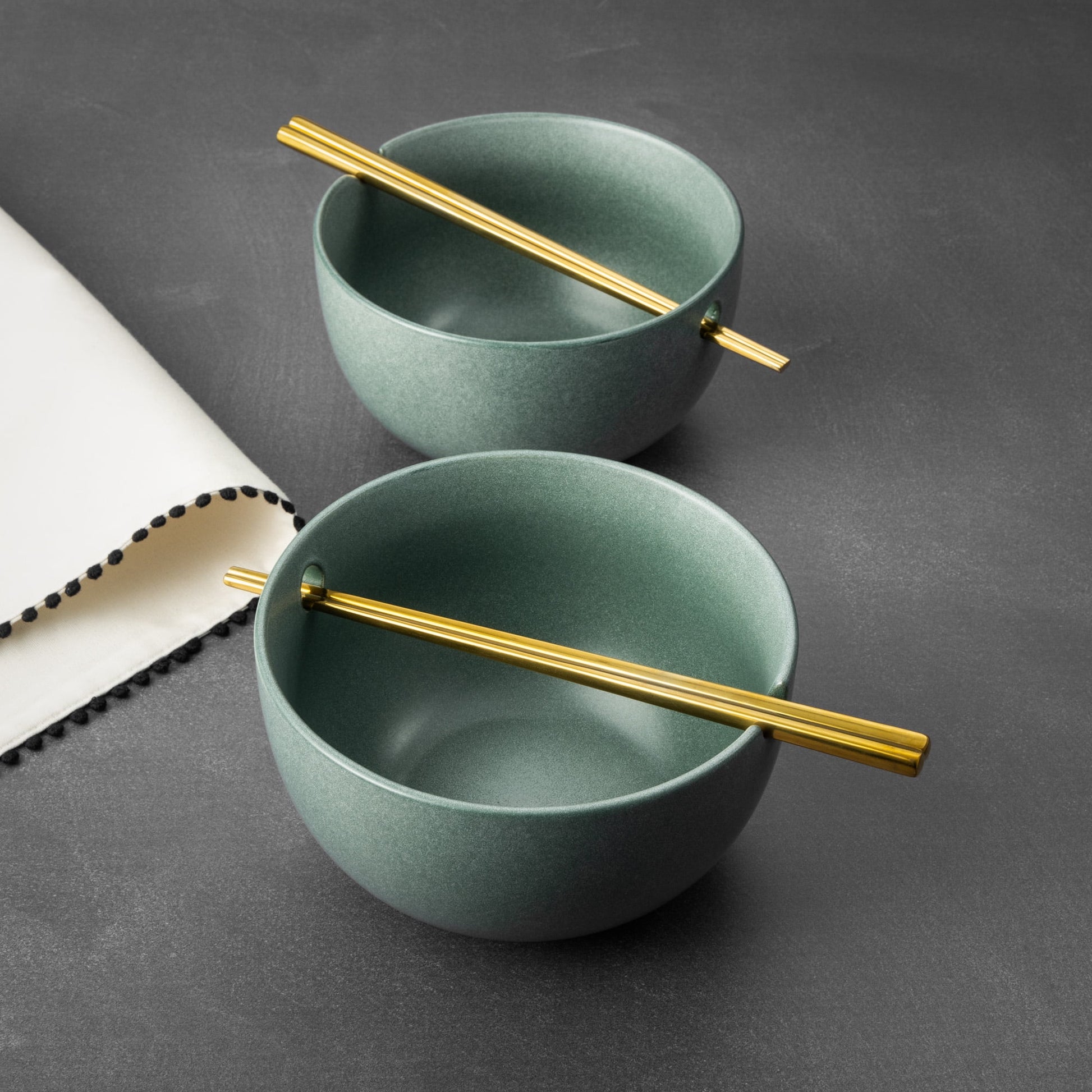 Caspian Collection, 2 Pack Ramen Bowl Set with Chopsticks