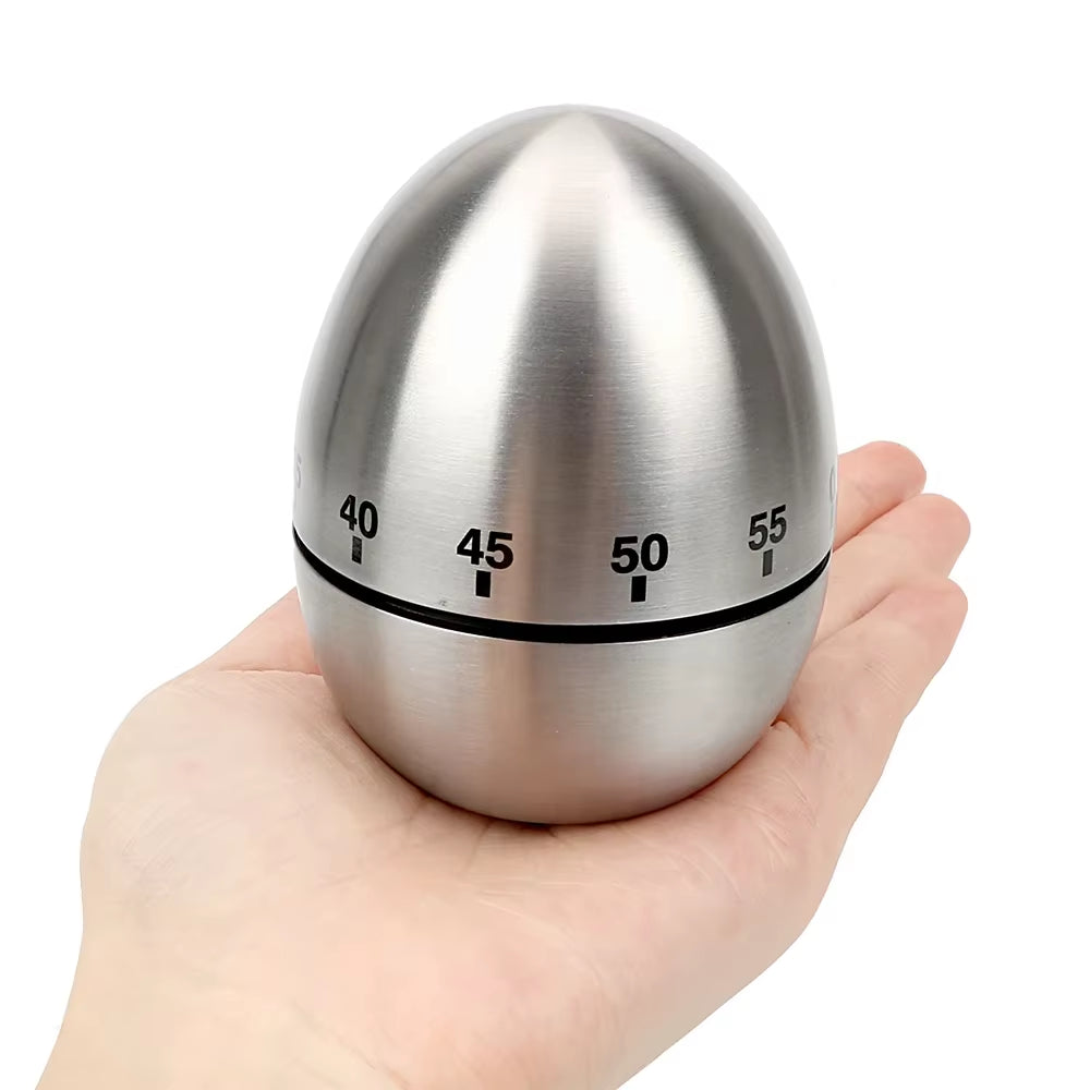 Cooking Tools Kitchen Timer Stainless Steel Egg 60 Minutes Mechanical Alarm Time Clock Counting Cute Kitchen Egg Timer