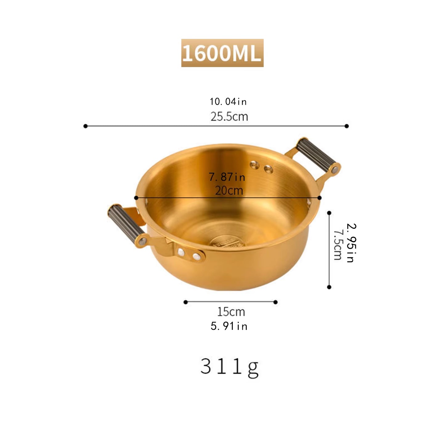 Korean Ramen Pot Multipurpose Fast Heating Double Ear Stockpot Pan Dry Pots Household Seafood Pot Instant Noodle Pot