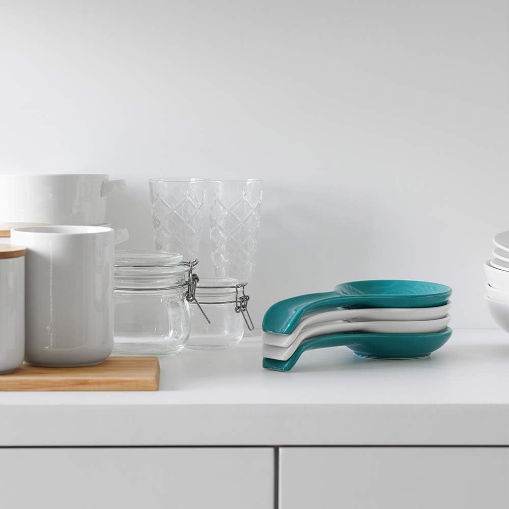 Spoon Rest, White Spoon Holder for Stove Top, Owl Spoon Rest for Kitchen Counter, Farmhouse Kitchen Decor and Accessories, Set of 2