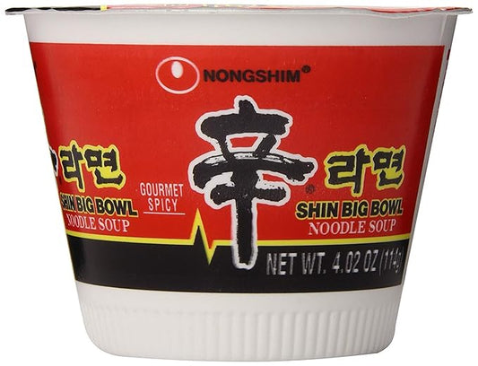Nongshim Big Bowl Shin – Extra Spicy Korean Ramen Bowl | Large Size for Maximum Satisfaction (6 pack)