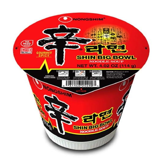 Nongshim Big Bowl Shin – Extra Spicy Korean Ramen Bowl | Large Size for Maximum Satisfaction (6 pack)
