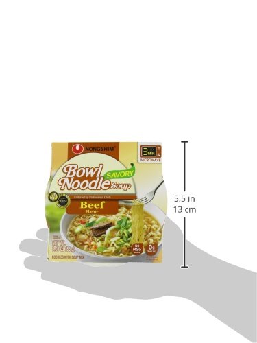 Nongshim Bowl Noodle Soup – Savory Beef Flavor (6 Pack) | Classic Korean-Style Beef Ramen Bowl