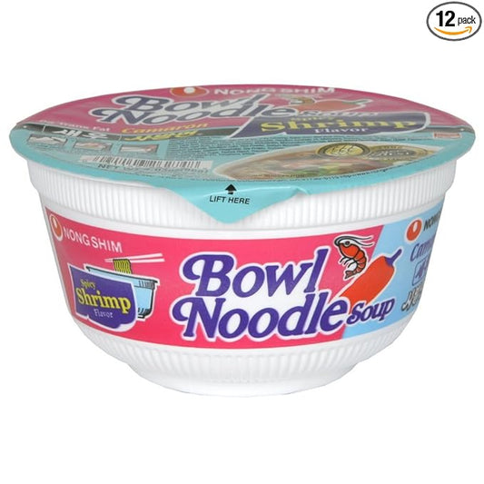 Nongshim Bowl Noodle Soup – Spicy Shrimp Flavor (6 Pack) | Bold & Savory Korean Seafood Ramen