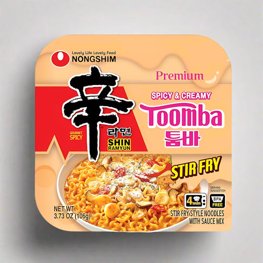 Nongshim Shin Ramyun ToomBa Stir-Fry Bowl (Square) – Creamy & Spicy Korean Ramen Fusion (6 Pack)