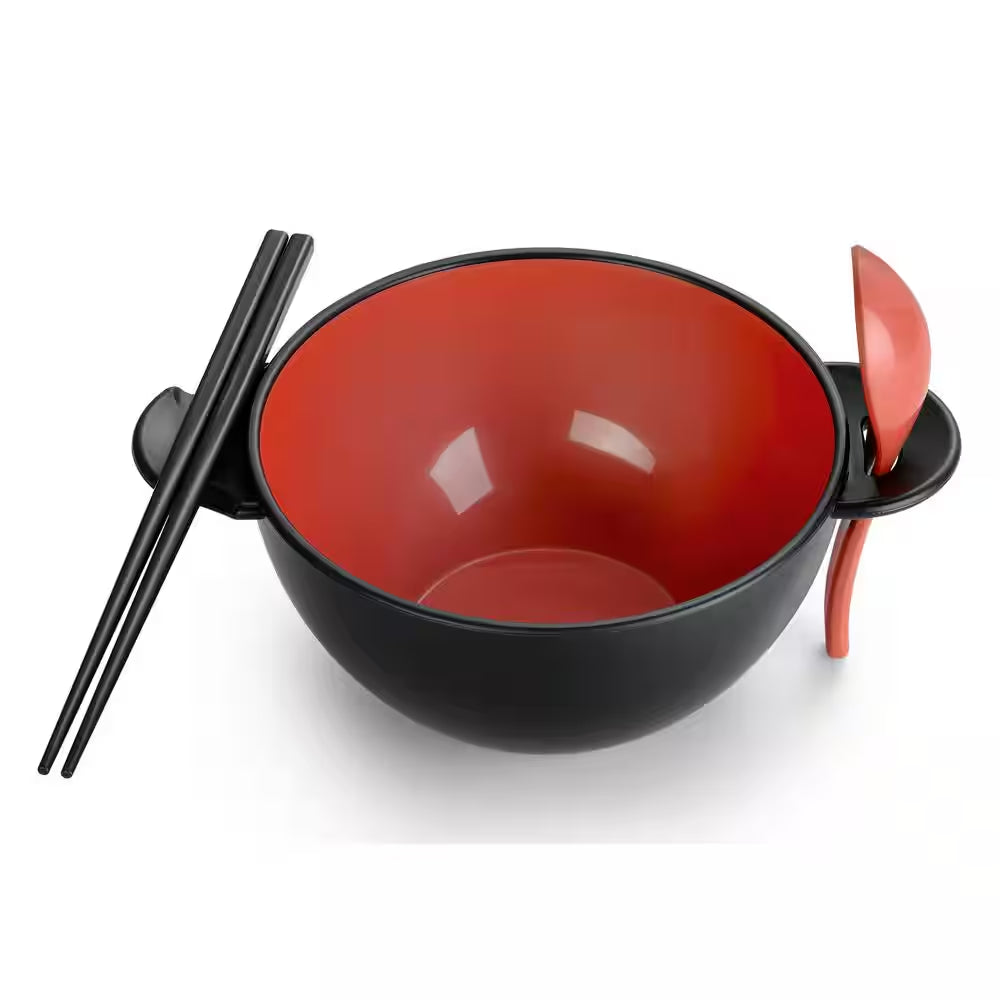 Black and Red Earth Ramen Bowl 6-Piece Set