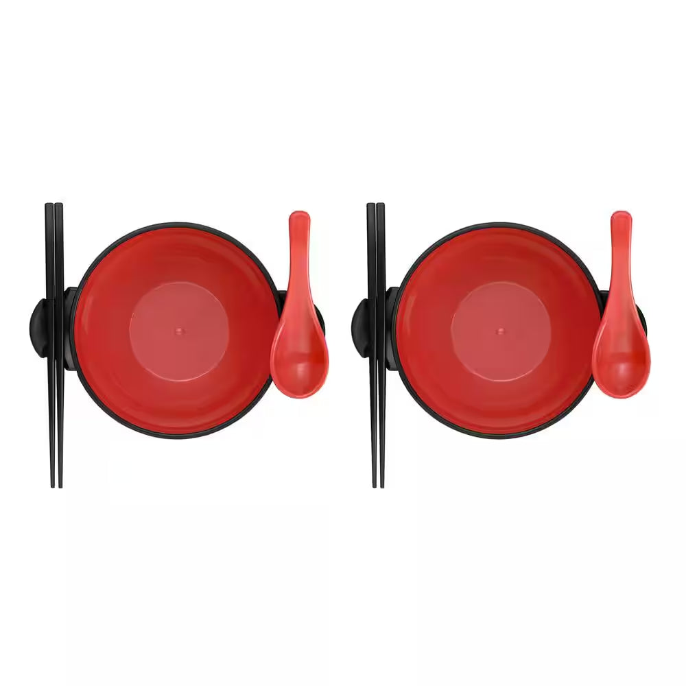 Black and Red Earth Ramen Bowl 6-Piece Set