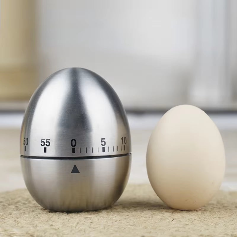 Cooking Tools Kitchen Timer Stainless Steel Egg 60 Minutes Mechanical Alarm Time Clock Counting Cute Kitchen Egg Timer