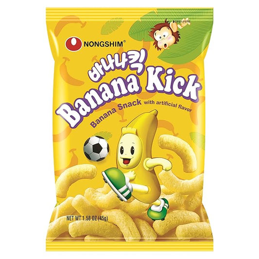 Nongshim Banana Kick – Light & Sweet Korean Snack (4-Pack) | Fun, Crunchy, and Irresistible