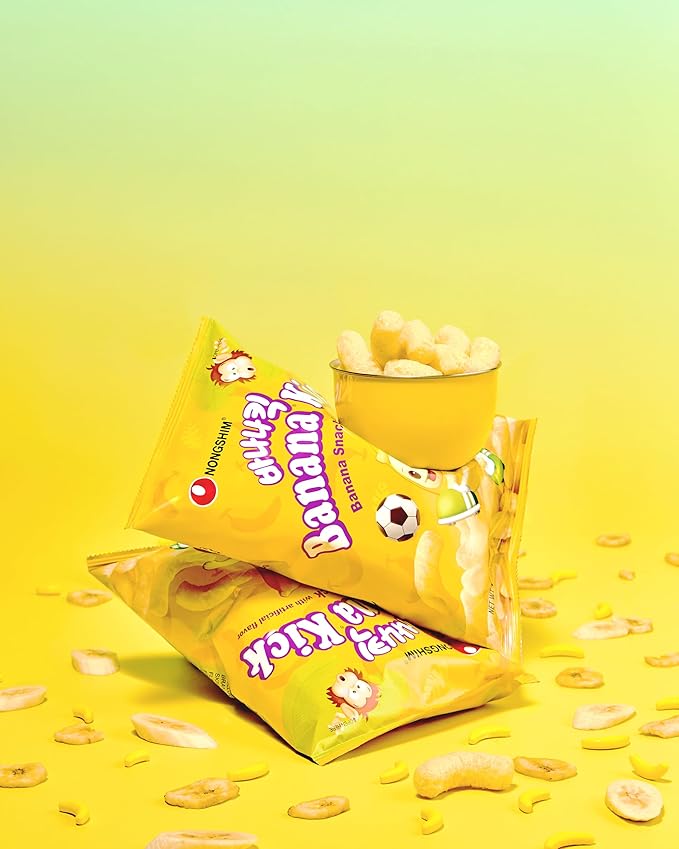 Nongshim Banana Kick – Light & Sweet Korean Snack (4-Pack) | Fun, Crunchy, and Irresistible