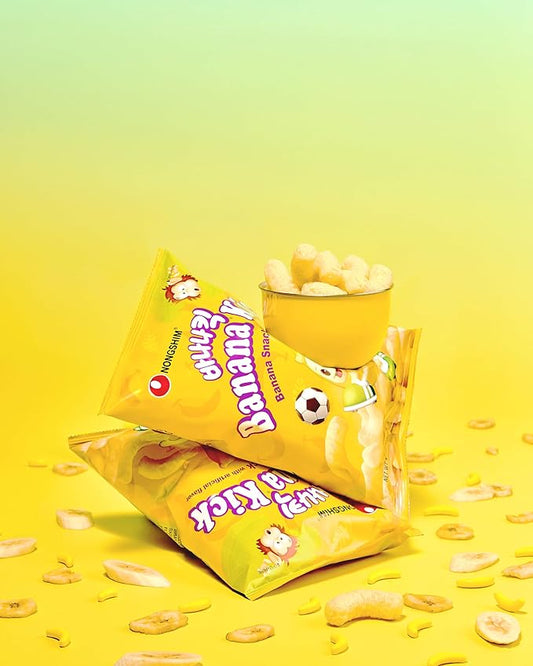 Nongshim Banana Kick – Light & Sweet Korean Snack (4-Pack) | Fun, Crunchy, and Irresistible