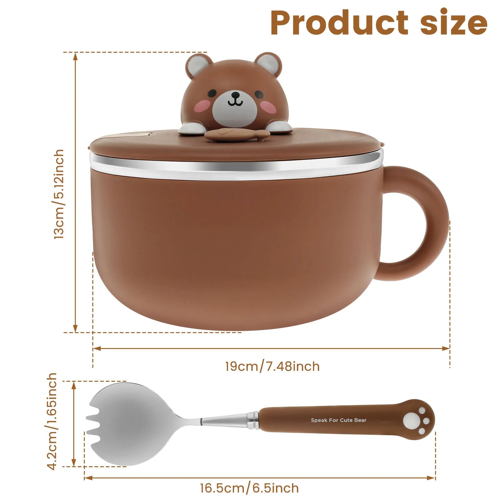 1200Ml Ramen Bowl with Lid Sealed Ramen Cooker Bowl with Handle and Fork Insulated Noodle Bowl Practical Instant Serving Bowl