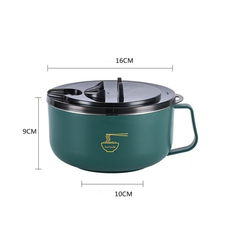 Ramen Bowl 304 Stainless Steel Noodle Bowl with Lid Heat Resistant Instant Noodles Bowls Cooker Tableware Kitchen Accessorie