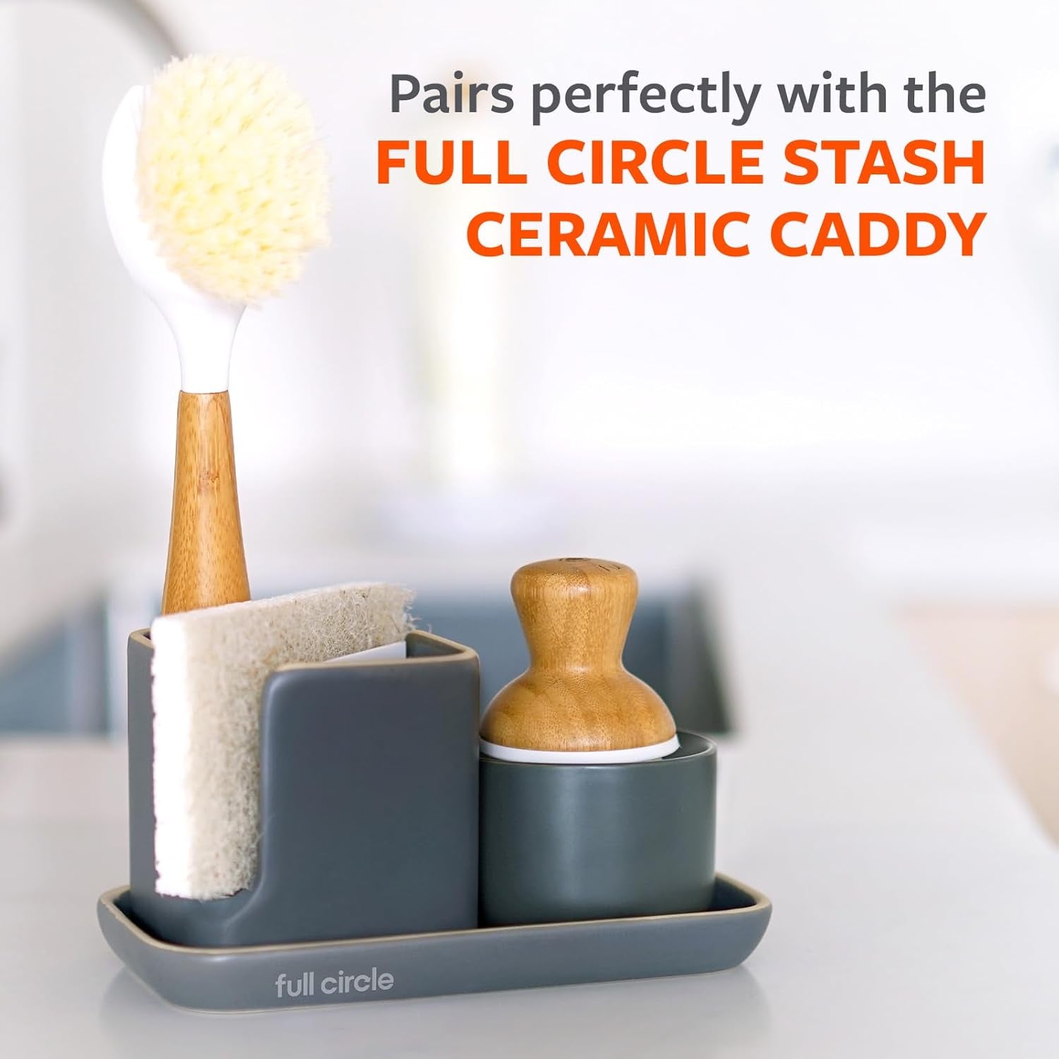 Bubble Up, Brush + Dispenser, Gray