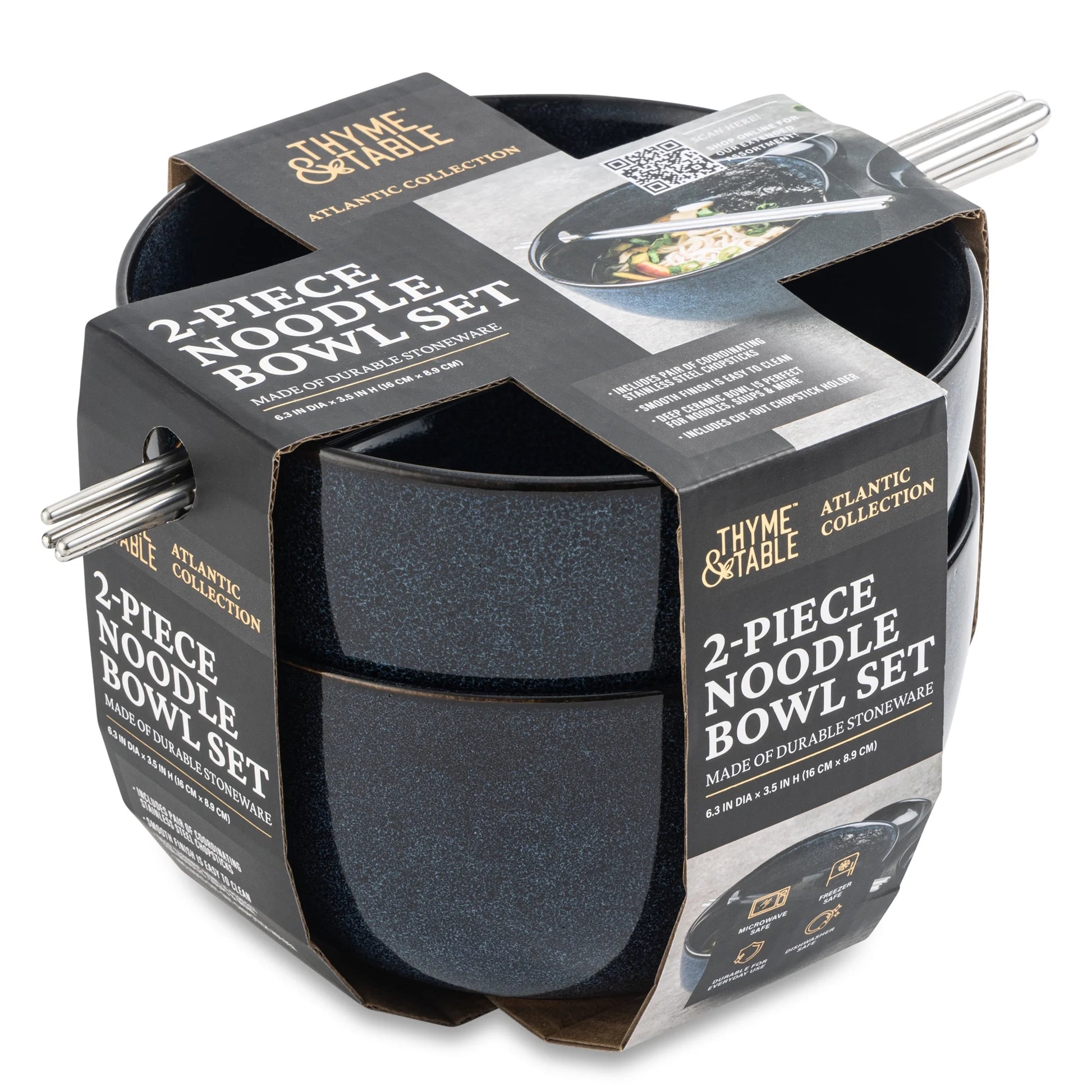 Atlantic Collection, 2 Pack Ramen Bowl Set with Chopsticks