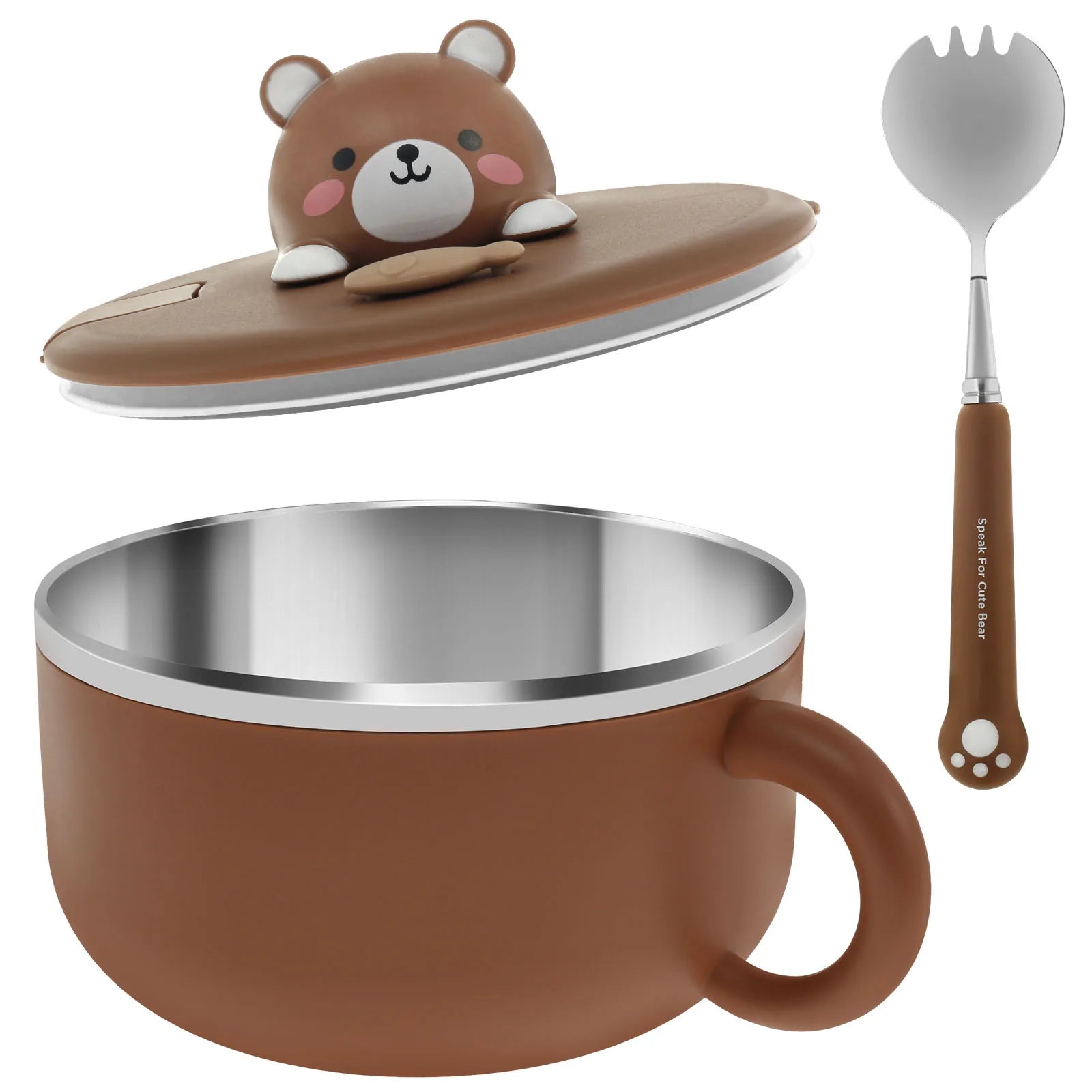 1200Ml Ramen Bowl with Lid Sealed Ramen Cooker Bowl with Handle and Fork Insulated Noodle Bowl Practical Instant Serving Bowl