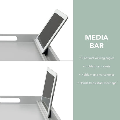 Extra Large Wood Bed Tray, Lap Tray, Lap Desk with Phone Holder - Fits up to 17.3 Inch Laptops and Most Tablets - Calming Gray - Style No. 78105