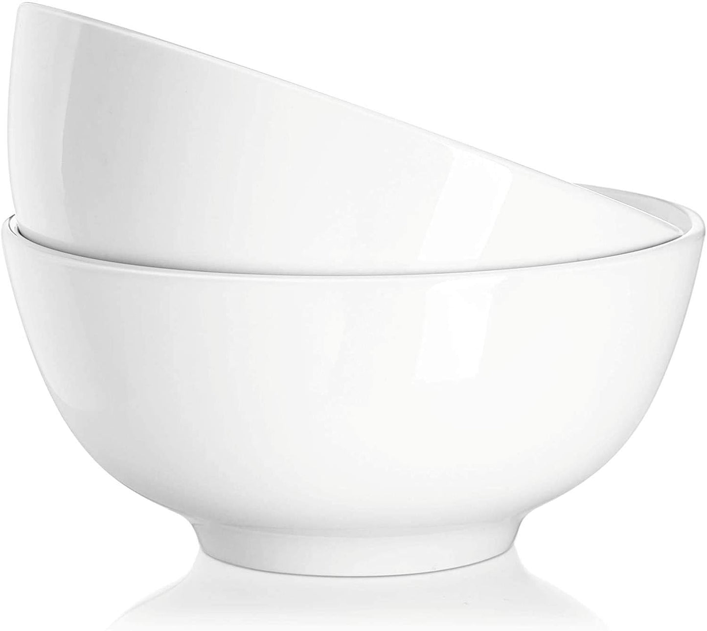 22 Ounce Soup and Cereal Bowls, Porcelain Serving Salad Bowls, Dishwasher & Microwave Safe, Centerpiece Serving Bowls, White,Bowl Set for Rice Pasta Oatmeal
