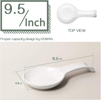 Spoon Rest, White Spoon Holder for Stove Top, Owl Spoon Rest for Kitchen Counter, Farmhouse Kitchen Decor and Accessories, Set of 2