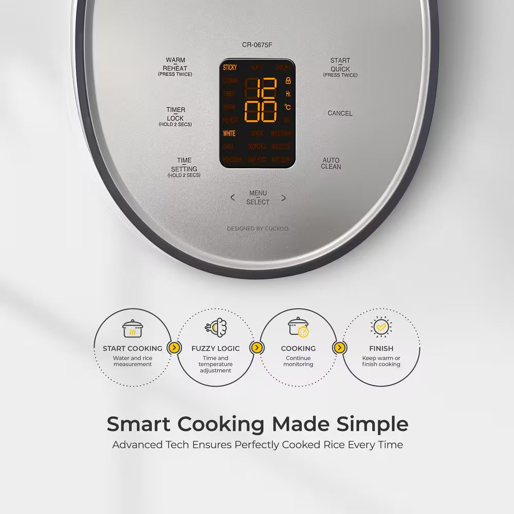 12-Cup (Cooked) Micom Rice Cooker with Nonstick Inner Pot, 13-Menu Modes, LCD Display, Auto Clean (Gray)