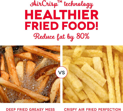 Compact Air Fryer Oven Cooker with Temperature Control, Non-Stick Fry Basket, Recipe Guide + Auto Shut off Feature, 2 Quart - White