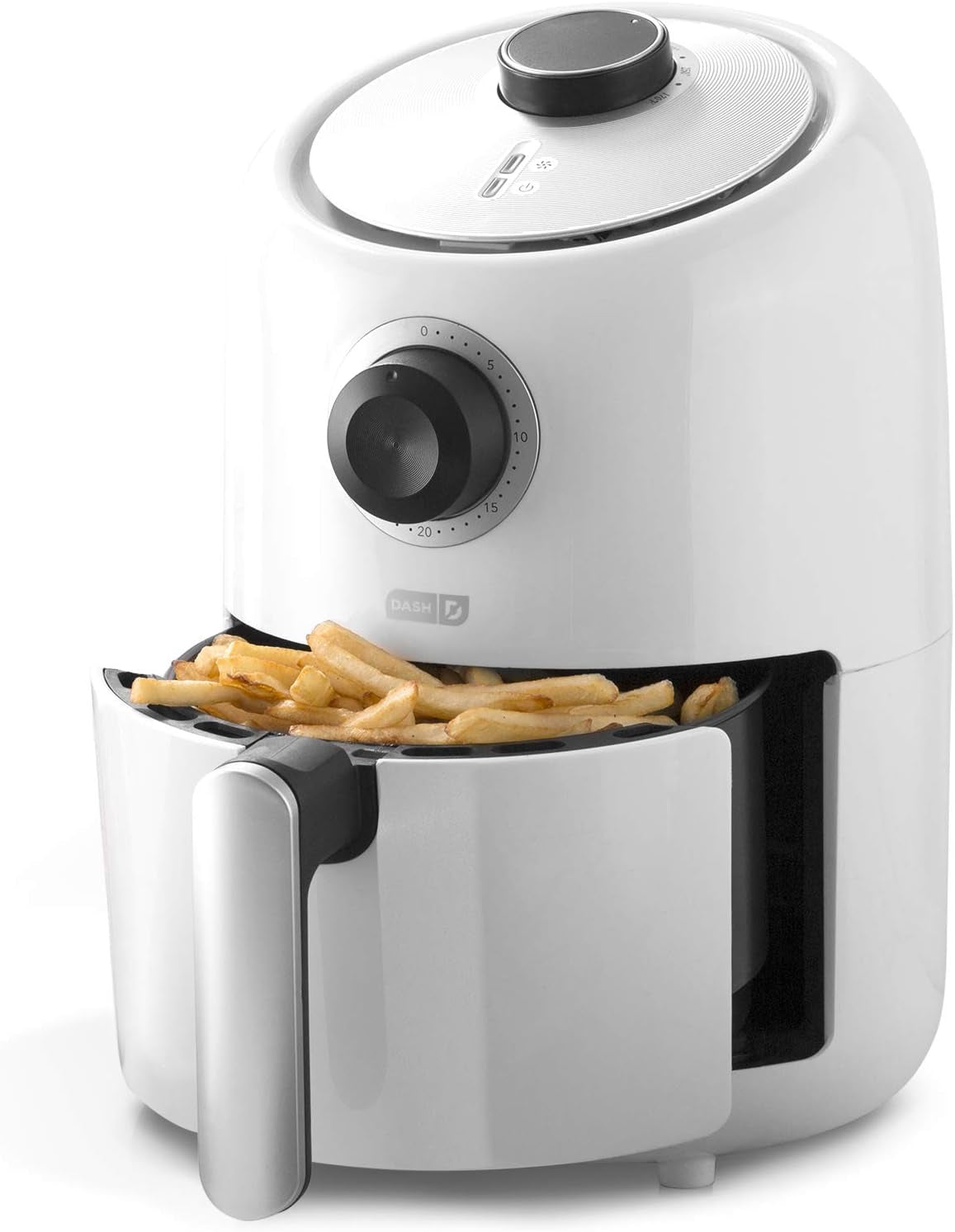 Compact Air Fryer Oven Cooker with Temperature Control, Non-Stick Fry Basket, Recipe Guide + Auto Shut off Feature, 2 Quart - White