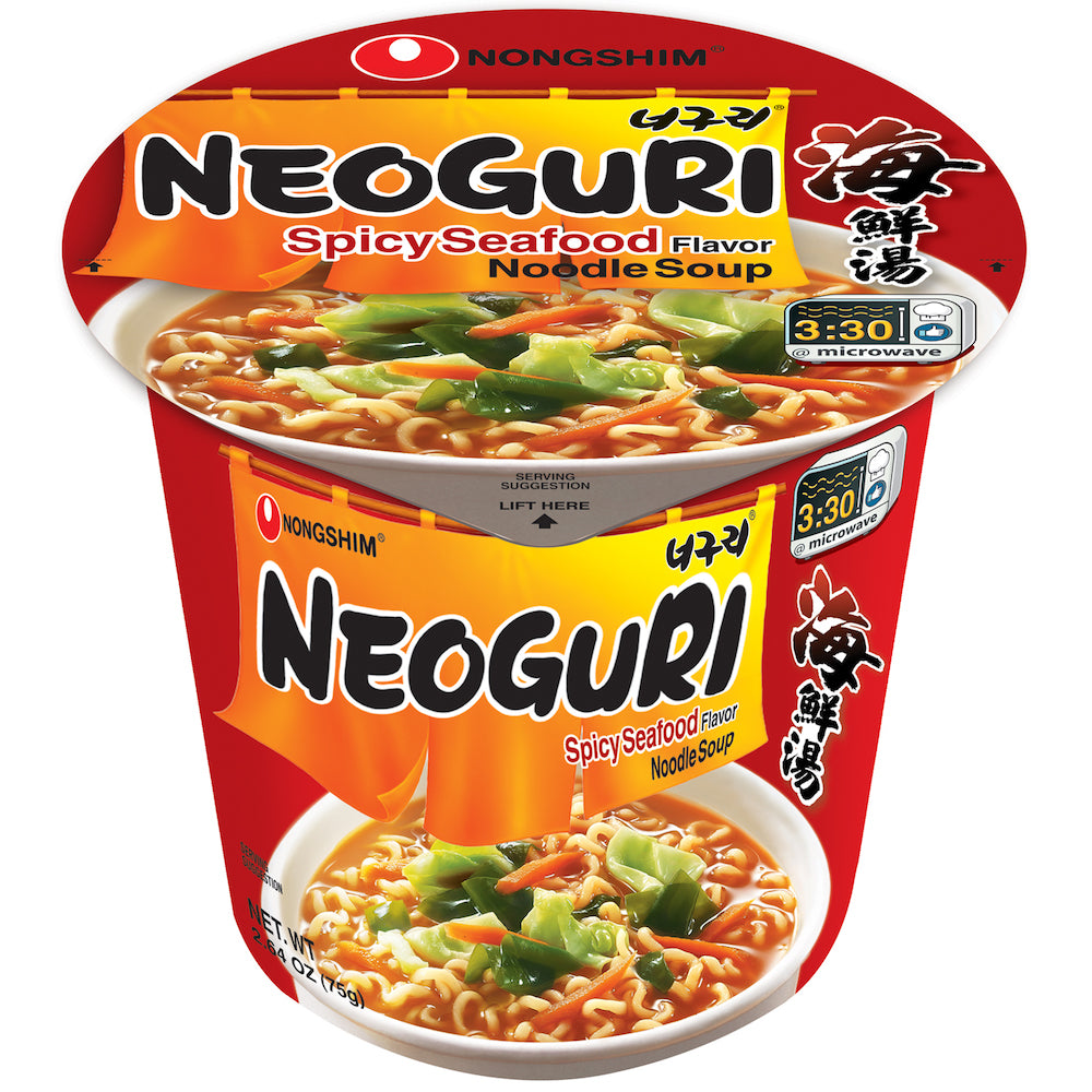Nongshim Neoguri Cup – Spicy Seafood Korean Ramen (6 Pack) | Thick Noodles & Bold Ocean Flavor