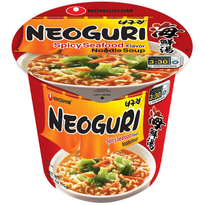 Nongshim Neoguri Cup – Spicy Seafood Korean Ramen (6 Pack) | Thick Noodles & Bold Ocean Flavor