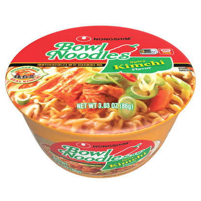 Nongshim Bowl Noodle Soup – Kimchi Flavor (6 Pack) | Spicy & Tangy Korean Instant Ramen