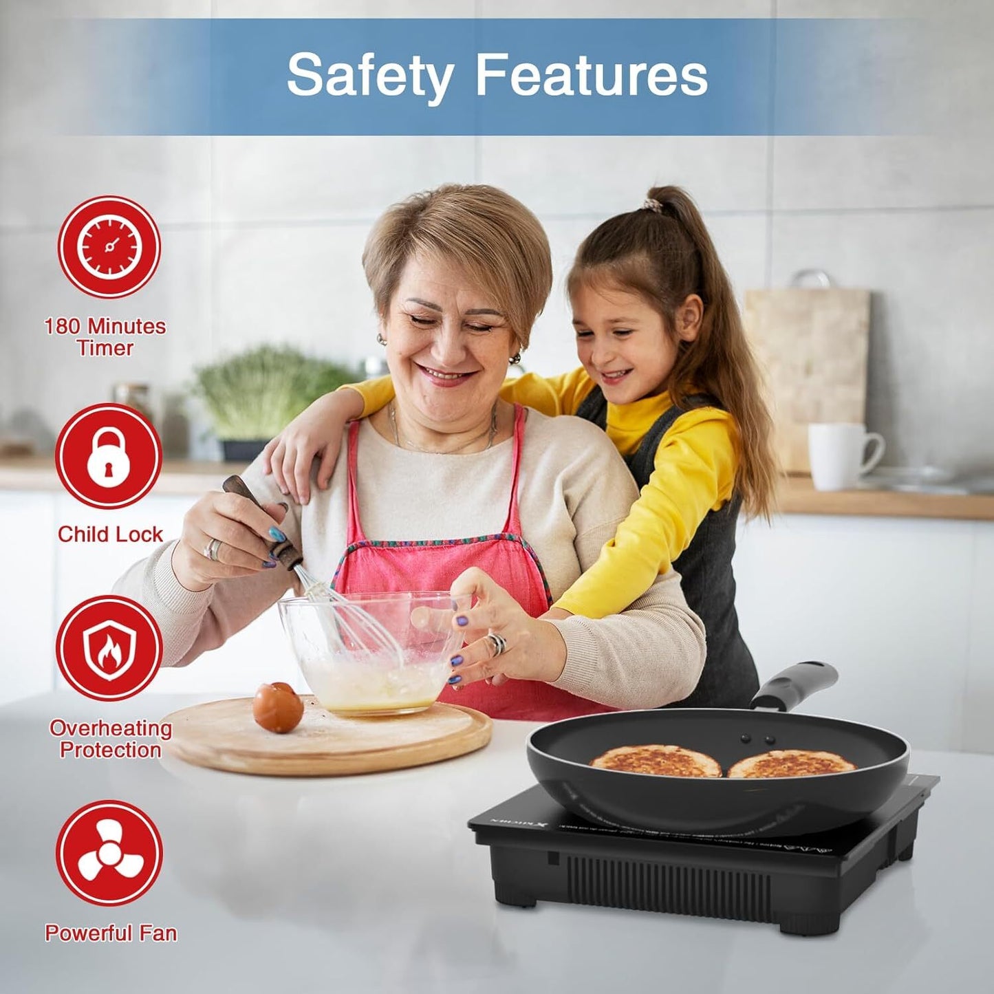 Encimera Electrica Induccion Hornilla Estufa Quemador Pequeña Cocina Portatil US