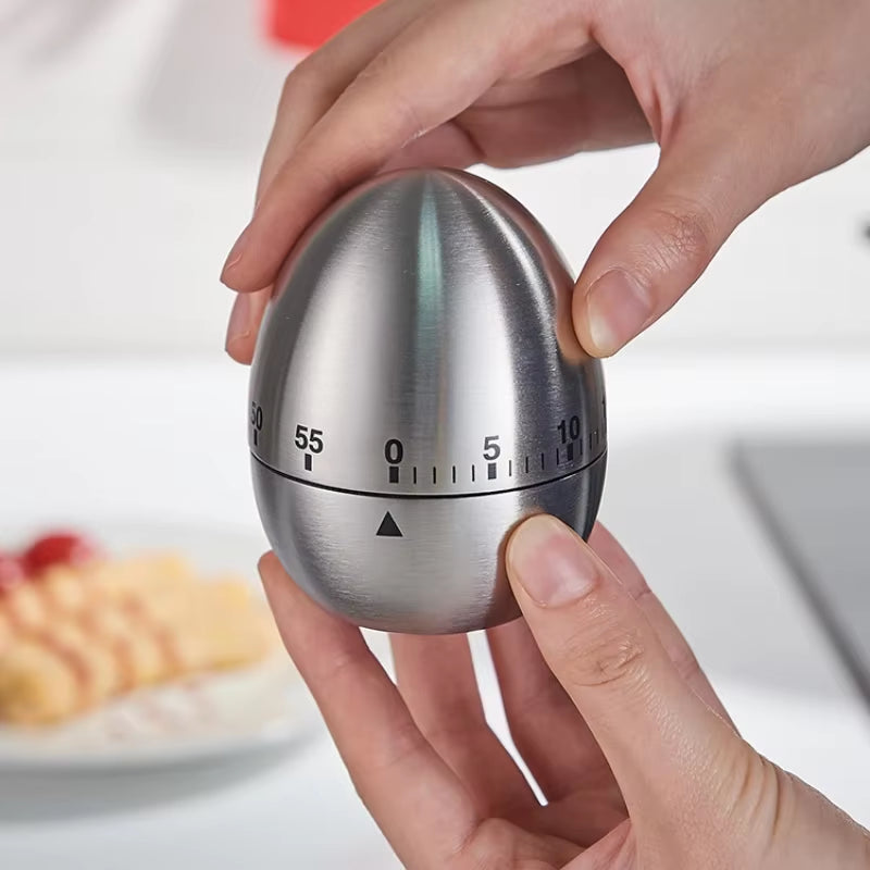 Cooking Tools Kitchen Timer Stainless Steel Egg 60 Minutes Mechanical Alarm Time Clock Counting Cute Kitchen Egg Timer