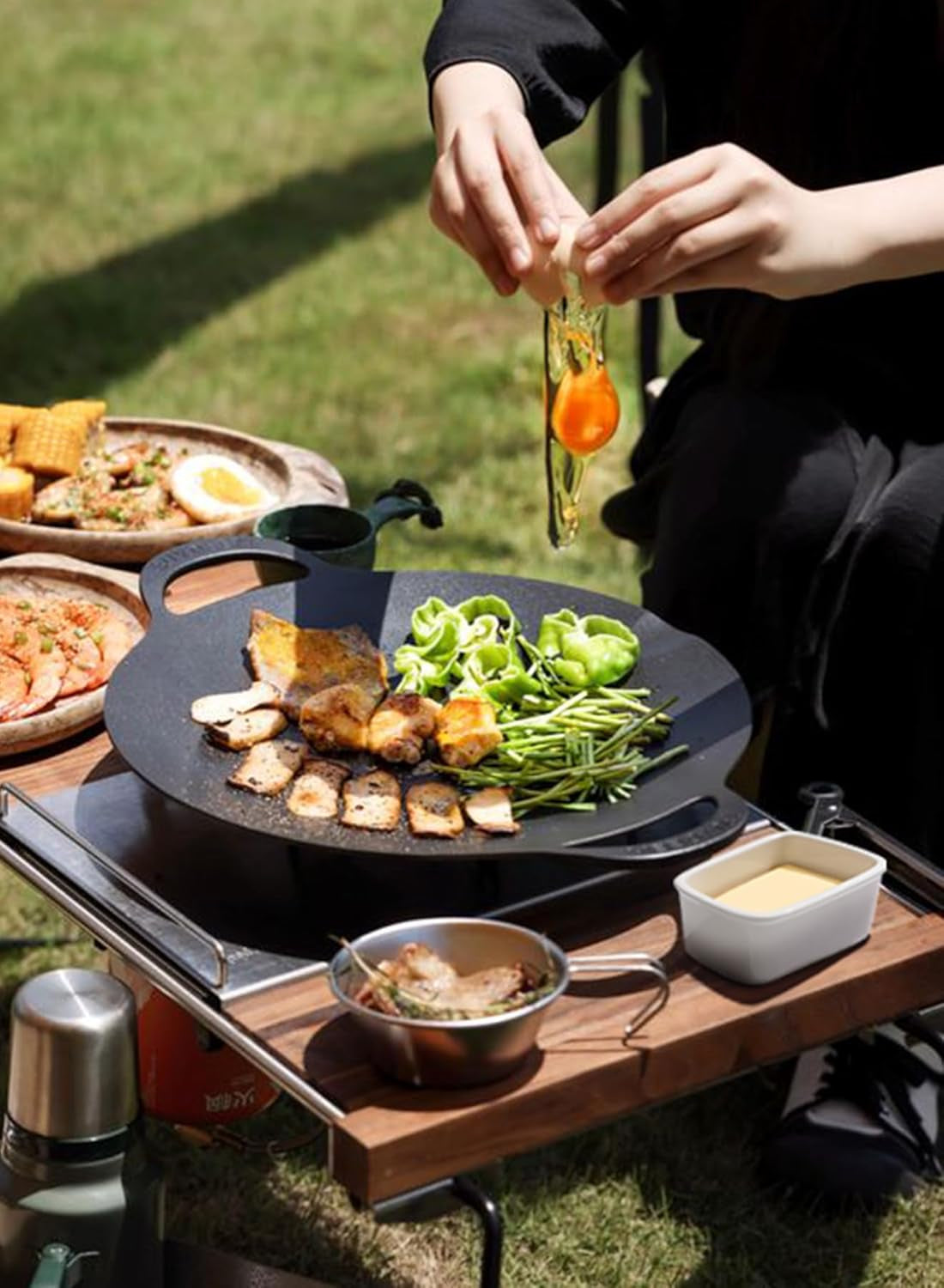 Butter Dish with Lid, Large Porcelain Keeper with Beech Wooden Lid for Countertop, Perfect for East and West Coast Butter, White