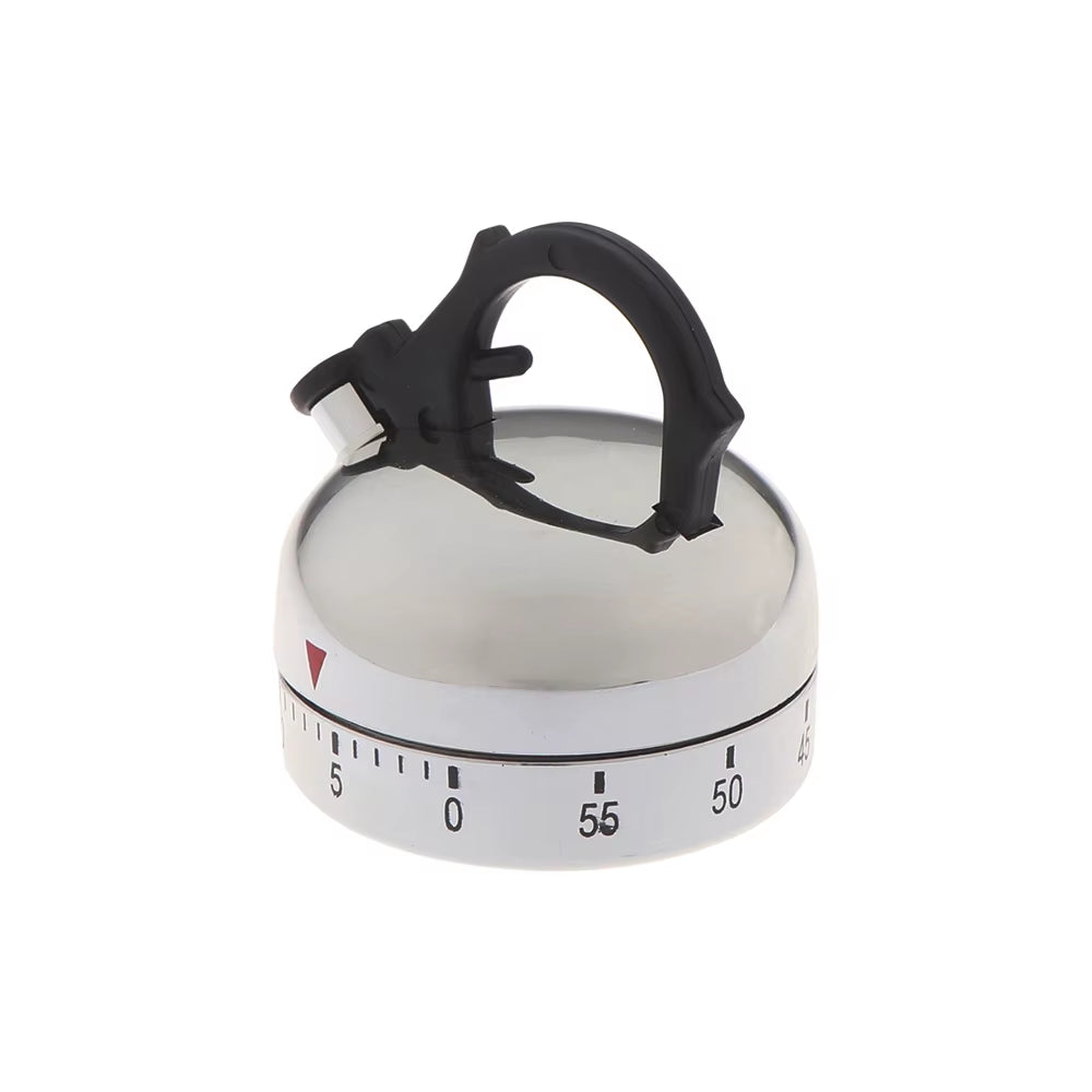 New White Kitchen Timer Alarm Mechanical Kettle Shaped Timer Clock Counting 60 Minutes Cuisine Kettle Styling Clockwork Timer