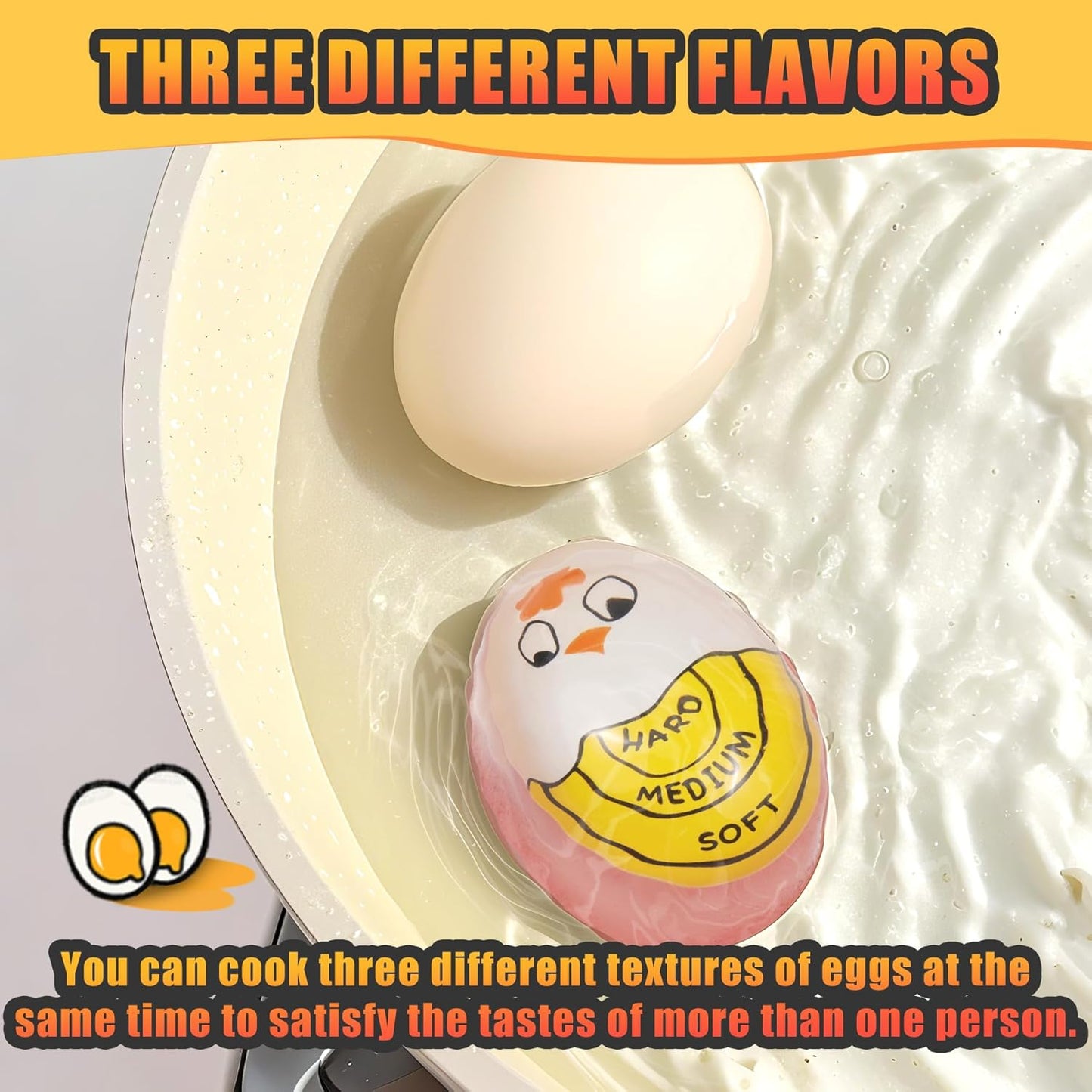 Egg Timer for Hard Boiled Eggs Soft Boiled Color Changing Indicator Tells When Eggs Are Ready, Yellow 2Pcs