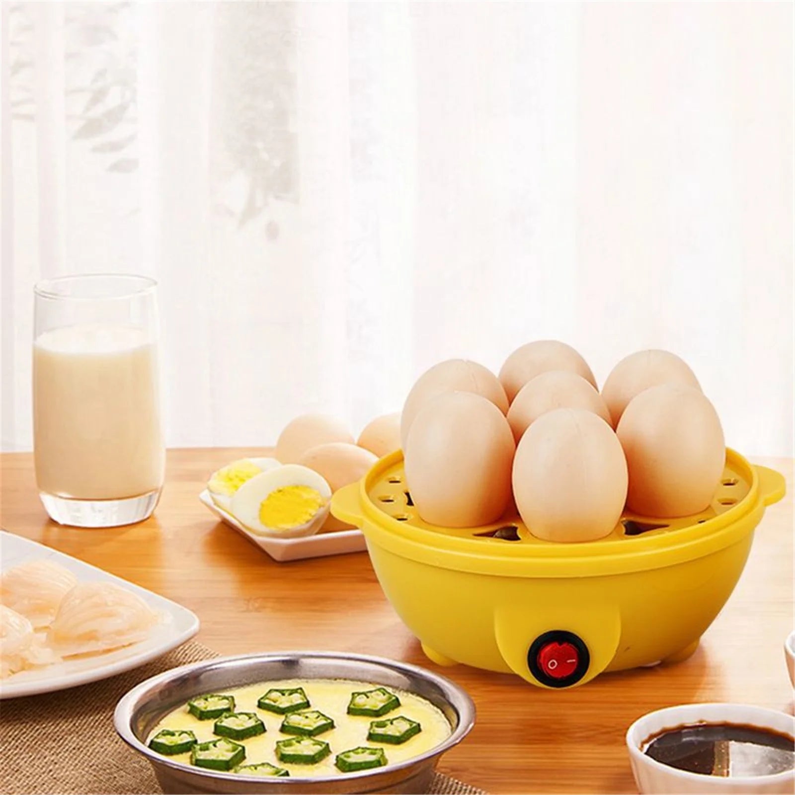 Rapid Egg Cooker Egg Capacity Electric Egg Cooker for Hard Boiled Eggs, Poached Eggs, Scrambled Eggs, or Omelets with Auto Shut off Feature