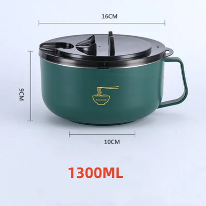 Ramen Bowl 304 Stainless Steel Noodle Bowl with Lid Heat Resistant Instant Noodles Bowls Cooker Tableware Kitchen Accessorie