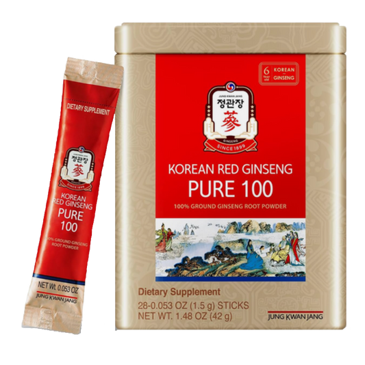 Korean Red Ginseng Wellness Bundle – Korean Red Ginseng Powder Pure 100 (28 sticks) + Red Ginseng Tea (25 packs)