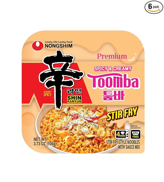 Nongshim Shin Ramyun ToomBa Stir-Fry Bowl (Square) – Creamy & Spicy Korean Ramen Fusion (6 Pack)
