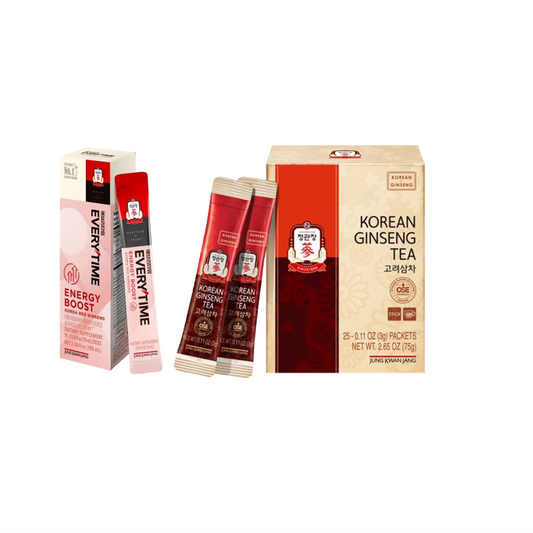Boost Your Health & Energy With Korean Ginseng! Evreytime Energy Boost (10p) & Red Ginseng Extract Tea (25p) Combo
