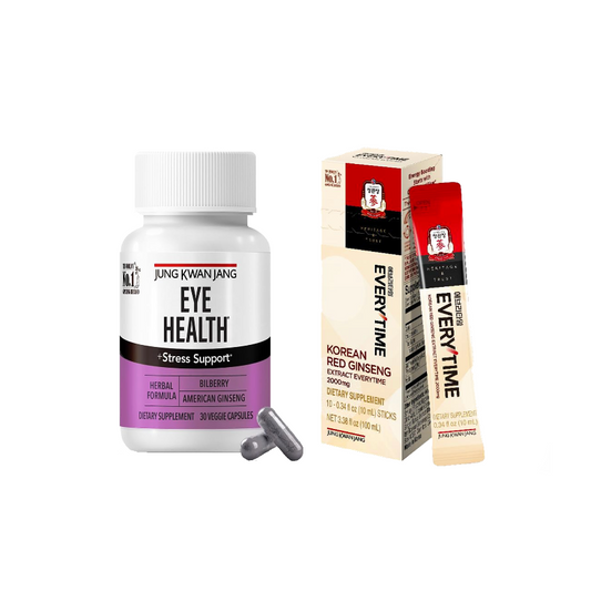 Korean Ginseng Energy & Eye Care Bundle – Everytime Extract 2000 (10p) + JKJ Eye Health Capsule (30 Capsules)